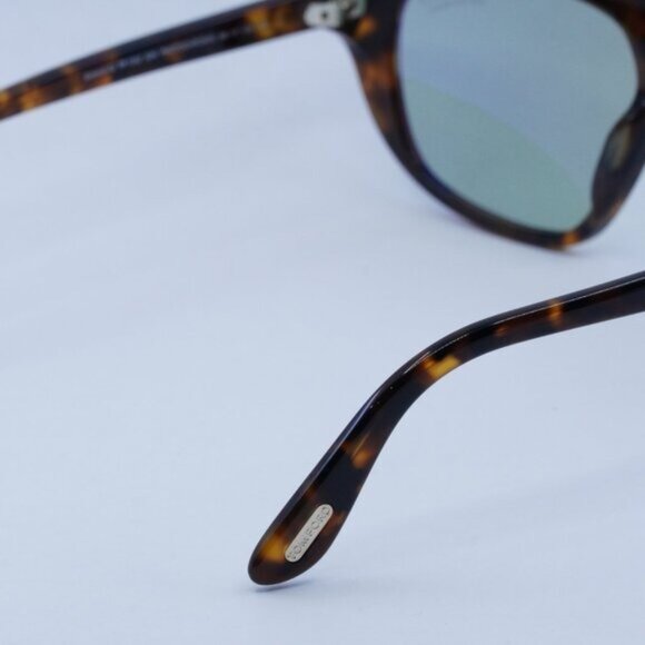 Tom Ford Edward FT1002 52N Sunglasses Dark Havana Aviator Frame, Green Lenses - Picture 8 of 11